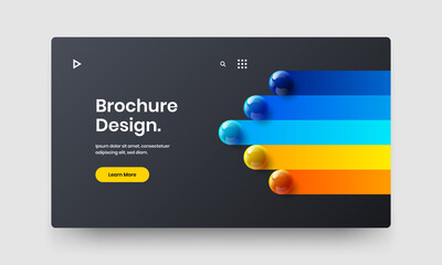 Unique 3D balls site template. Colorful book cover design vector concept.