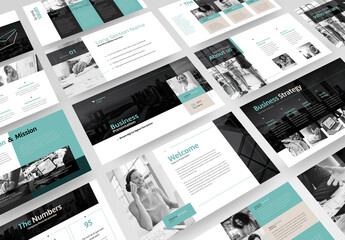 Business Corporate Presentation with Turquoise and Beige Accents