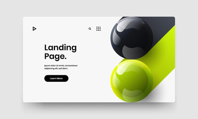 Isolated front page design vector template. Multicolored realistic balls banner illustration.