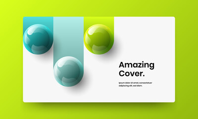 Geometric realistic balls flyer layout. Abstract company identity design vector concept.