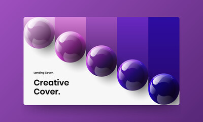 Clean booklet vector design concept. Modern 3D spheres poster layout.
