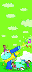 Obraz na płótnie Canvas kids dream vertical illustrations school student cartoon school gate learning