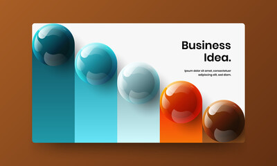 Isolated landing page design vector template. Multicolored 3D balls book cover illustration.