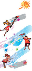 kids dream vertical illustrations school student cartoon school gate learning