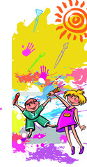 Obraz na płótnie Canvas kids dream vertical illustrations school student cartoon school gate learning