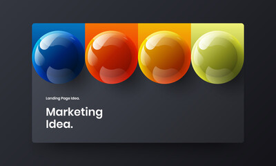 Geometric booklet design vector layout. Amazing realistic balls corporate cover concept.