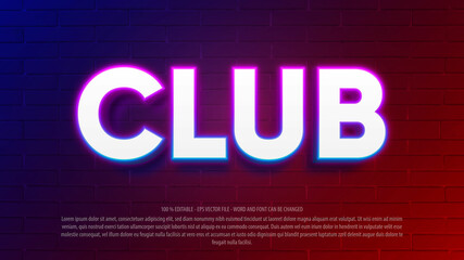 Club 3d neon style editable text effect