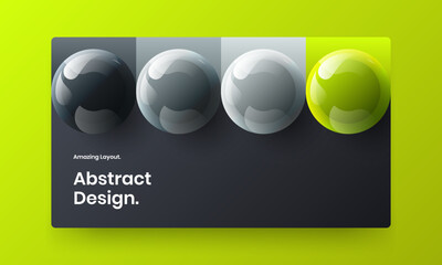 Isolated realistic spheres company cover layout. Amazing corporate brochure design vector concept.