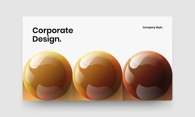 Geometric site screen design vector concept. Fresh 3D spheres catalog cover illustration.