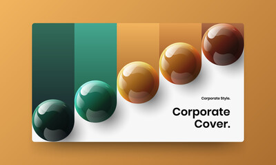 Amazing postcard design vector illustration. Fresh realistic spheres booklet template.