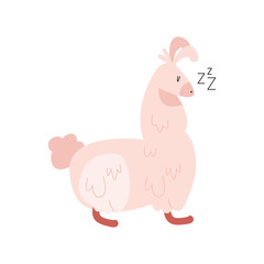 pink llama perubian asleep