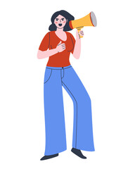 Girl with a mouthpiece. Woman's protest against abortion. Flat vector illustration, eps10