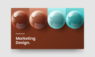 Creative annual report design vector layout. Unique 3D balls placard illustration.