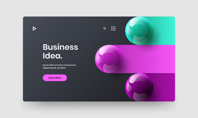 Vivid 3D balls website screen layout. Amazing journal cover design vector illustration.