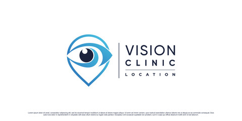 Eye vision logo design for clinic location with creative concept Premium Vector