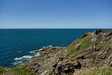 Fototapeta na wymiar Panorama depuis la pointe du Grouin (Bretagne)