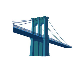 Brooklyn bridge in New York, USA. Vector illustration. - obrazy, fototapety, plakaty