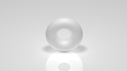 3d rendering, a white torus on a white background