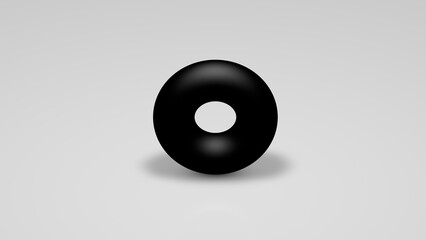 3d rendering, a black torus on a white background