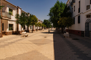 Pedestrian street in the municipality of Almagro and downtown Almagro, Spain.