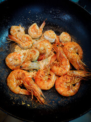 shrimps in a pan