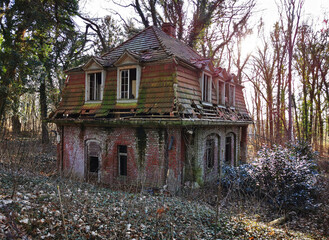 View of an old dilapidated villa
