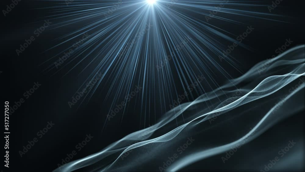 Aufkleber futuristic video animation with wave object and glowing light in slow motion, 4096x2304 loop 4k