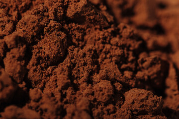 Close-up brown cocoa powder natural ingredient