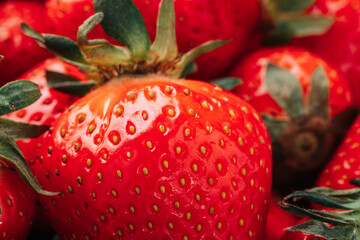 Fresh ripe juicy strawberries close-up