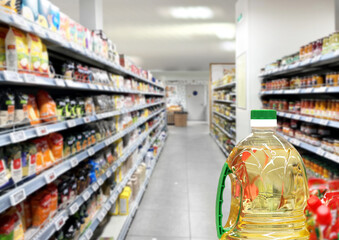 Choosing a dairy products at supermarket.Grocery stores