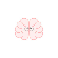 Cute funny human brain organ meditate character.Vector flat hand line cartoon kawaii character illustration icon. Isolated on white background. Brain organ relax,calm mood character meditation concept