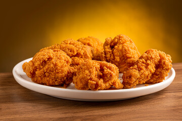 Crispy fried chicken on the plate.