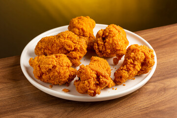 Crispy fried chicken on the plate.