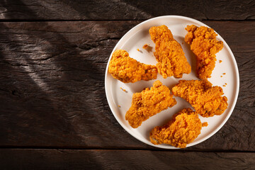 Crispy fried chicken on the plate.