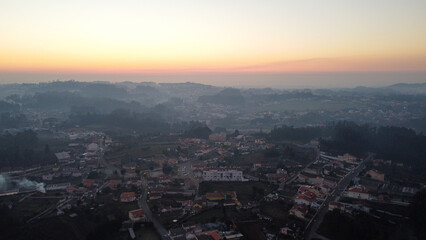 Vista aérea de drone sobre Argoncilhe, Santa Maria da Feira (Portugal)