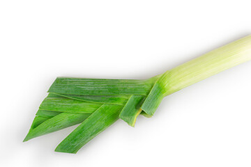 Leek isolated on white background.