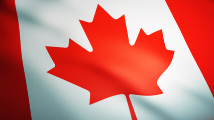 Waving flag of Canada. Ultra realistic 3D render.