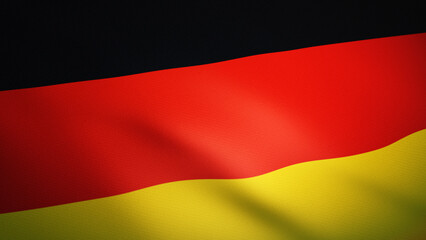 Waving flag of Germany. Ultra realistic 3D render.
