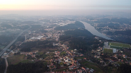 Vista aérea de drone sobre Olival, Vila Nova de Gaia (Portugal)