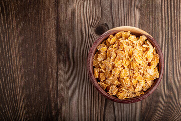 Sugared corn flakes in the bowl.