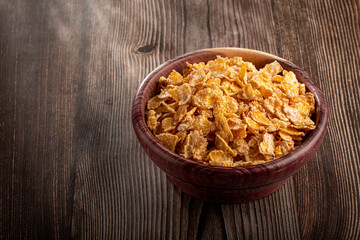 Sugared corn flakes in the bowl.