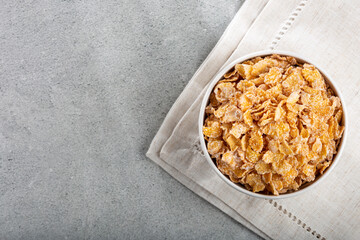 Sugared corn flakes in the bowl.