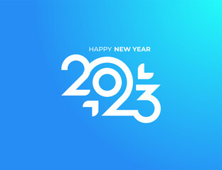 Celebrate Happy New Year 2023 Greeting banner logo illustration, Creative and Colorful 2023 new year vector