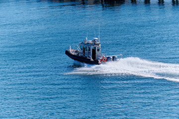 Los Angeles Police Boat Cruising San Pedro Harbor