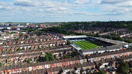 Fototapeta premium An Aerial High Angle View of Luton Football Stadium of England UK