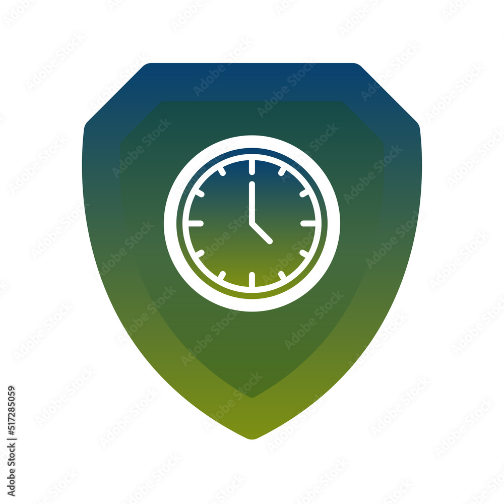 Poster clock shield logo gradient design template icon element