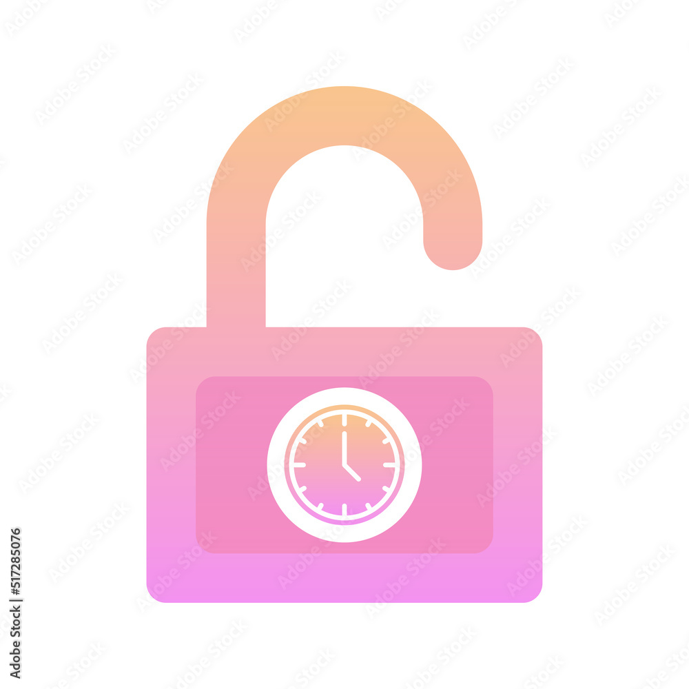 Poster clock padlock logo gradient design template icon element