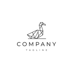 Duck geometric polygonal logo vector icon design template