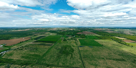 Extremely Wide View of Rural Springtime Wisconsin - obrazy, fototapety, plakaty