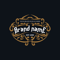 Vintage frame logo. Antique label. Suitable for studio, barber shop, label, brewing, salon, shop, signage.